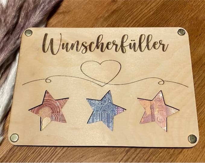 Geldgeschenk Holzkarte mit personalisierter Lasergravur