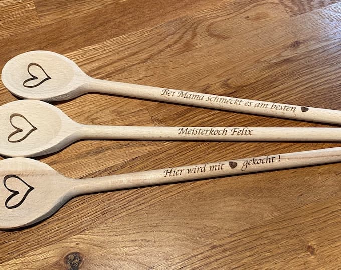 Kochlöffel personalisiert mit Gravur aus Buchenholz